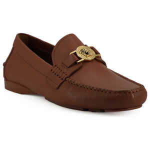 Versace Elegant Medusa Embossed Leather Loafers