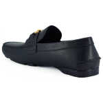 Versace Elegant Navy Blue Calf Leather Loafers 9