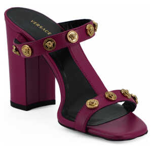Versace Elegant Purple Calf Leather High Sandals