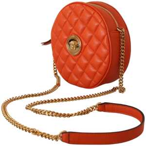 Versace Elegant Round Nappa Leather Crossbody Bag