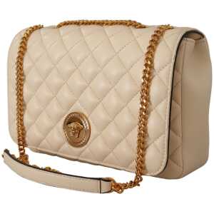 Versace Elegant White Nappa Leather Shoulder Bag