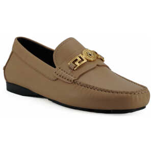 Versace Exquisite Medusa Gold Tone Leather Loafers 2