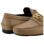 Versace Exquisite Medusa Gold Tone Leather Loafers 4