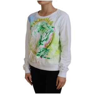 Versace Jeans Elegant White Graphic Crew Neck Sweater