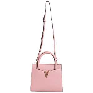 Versace Pink Small Top Handle Grainy Calf Leather Crossbody Bag