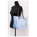 Versace Portuna Medusa Medium Cornflower Blue Nylon Leather Tote Bag Purse 2