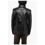 Versace Single Breasted Hammered Leather Blazer 2