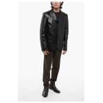 Versace Single Breasted Hammered Leather Blazer 4