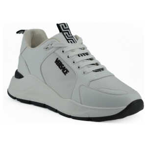 Versace Sleek White Calf Leather Sneakers