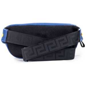 Versace Small Navy Calf Leather Medusa Pendant Fanny Waist Pack Belt Bag