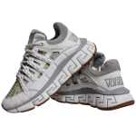 Versace White Trigreca Barocco Print Low Top Sneakers Shoes 7