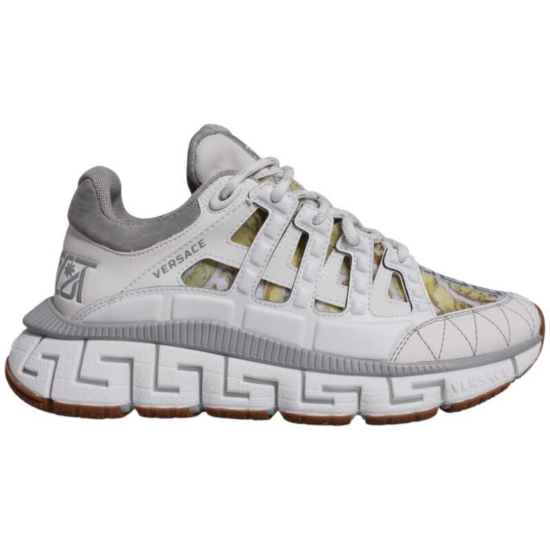 Versace White Trigreca Barocco Print Low Top Sneakers Shoes, theFeinheit