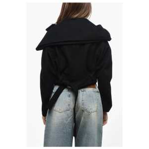 Yohji Yamamoto Wool Cropped Coat With Shawl Neckline 2