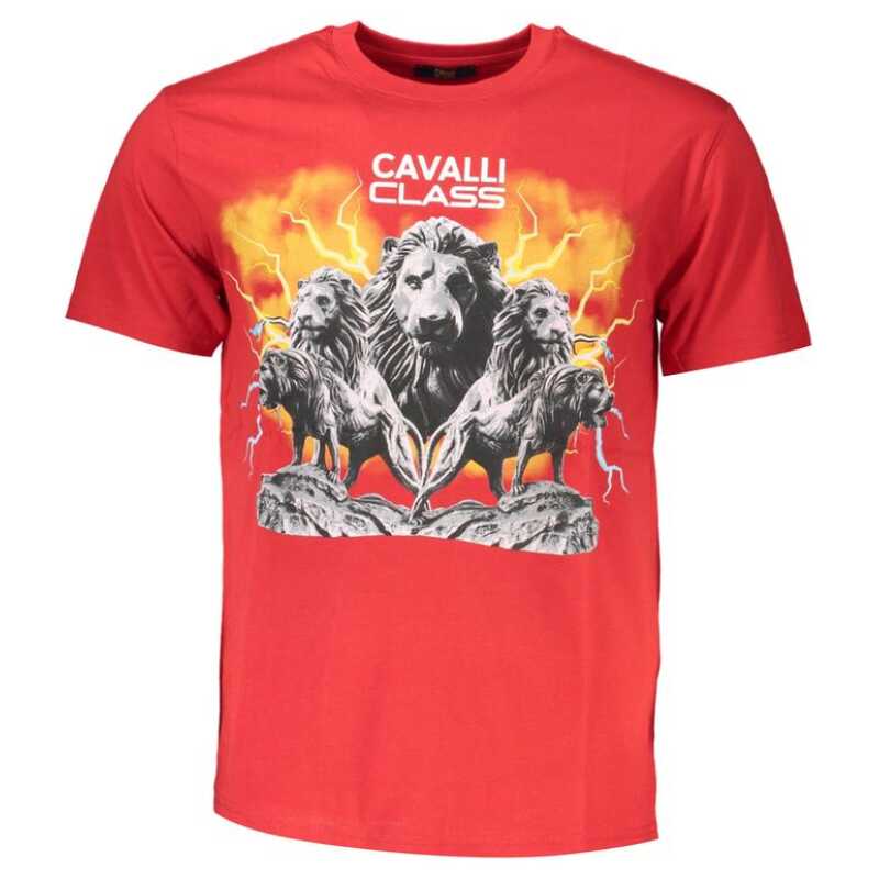 Cavalli Class Red Cotton Men T-Shirt, theFeinheit