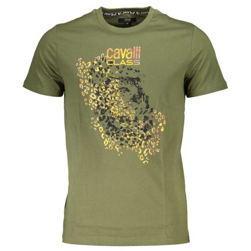 Cavalli Class Green Cotton Men T-Shirt, theFeinheit