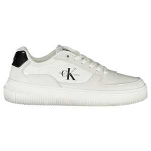 Calvin Klein Sleek White Lace-Up Sneakers with Contrast Details