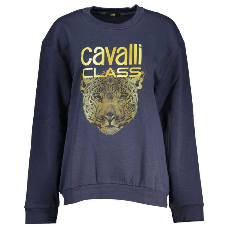 Cavalli Class Elegant Blue Fleece Crew Neck Sweatshirt, theFeinheit