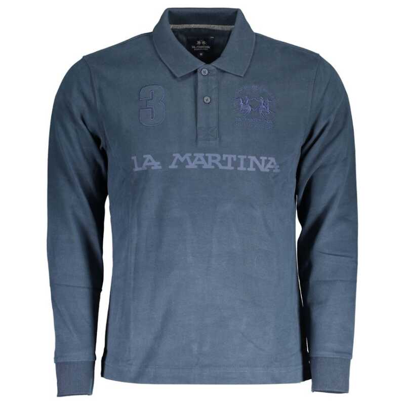La Martina Blue Cotton Men Polo Shirt, theFeinheit