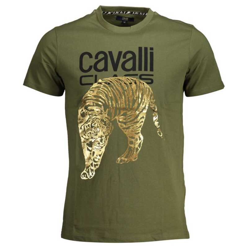 Cavalli Class Green Cotton Men T-Shirt, theFeinheit