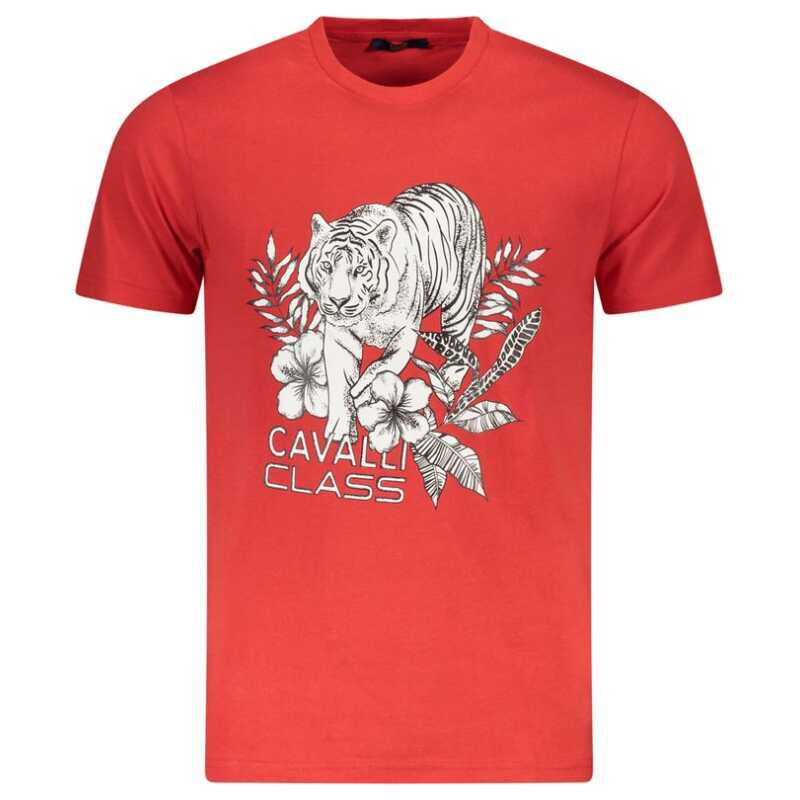 Cavalli Class Red Cotton Men T-Shirt, theFeinheit