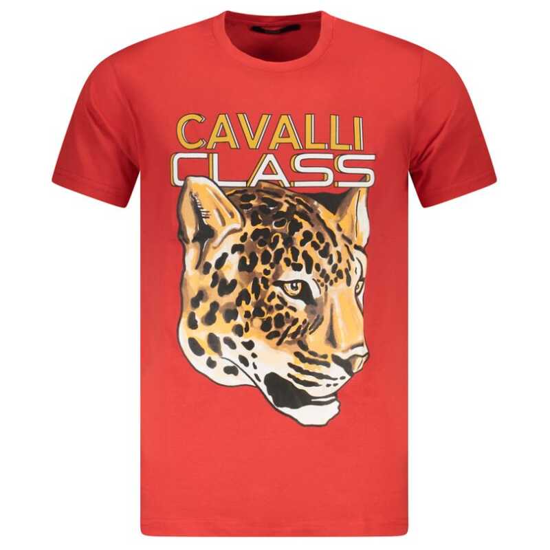 Cavalli Class Red Cotton Men T-Shirt, theFeinheit