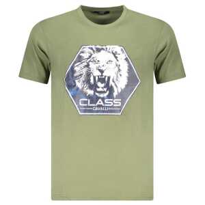 Cavalli Class Green Cotton Men T-Shirt