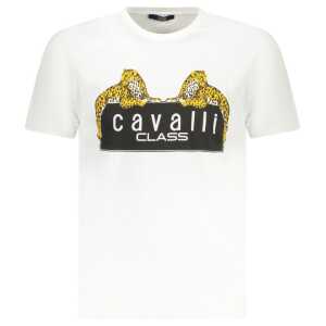 Cavalli Class White Cotton T-Shirt