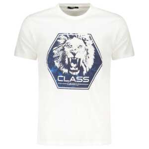 Cavalli Class White Cotton Men T-Shirt