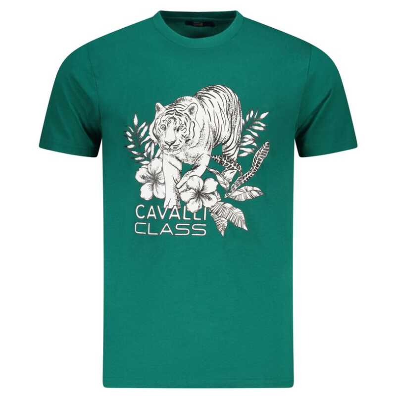 Cavalli Class Green Cotton Men T-Shirt, theFeinheit