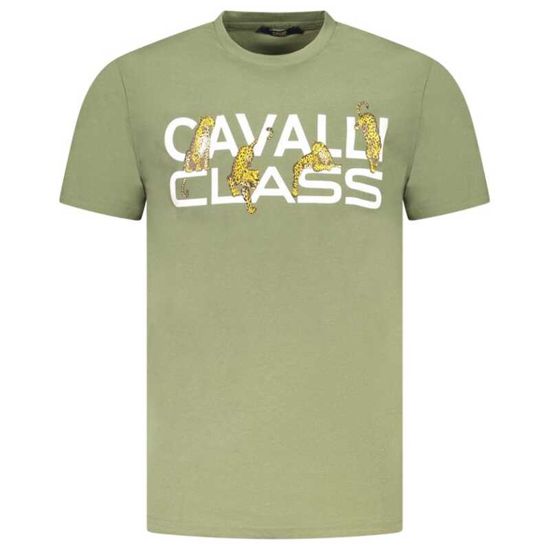 Cavalli Class Green Cotton Men T-Shirt, theFeinheit