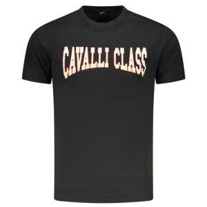 Cavalli Class Black Cotton Men T-Shirt