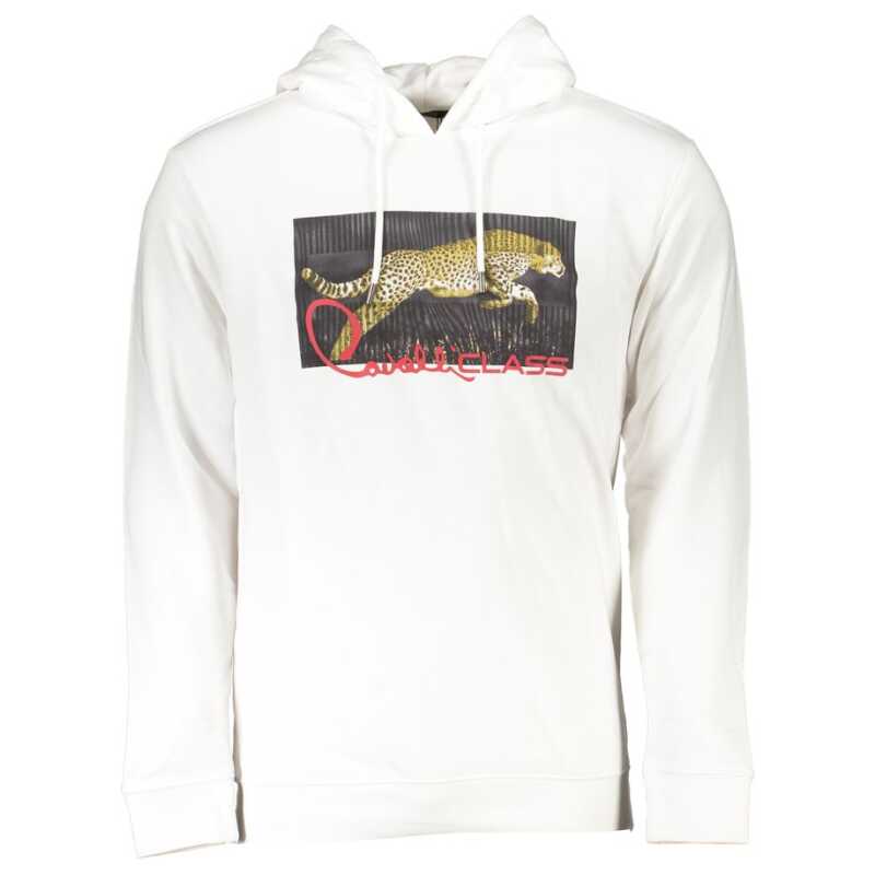 Cavalli Class White Cotton Men Sweater, theFeinheit