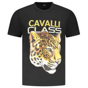 Cavalli Class Black Cotton Men T-Shirt