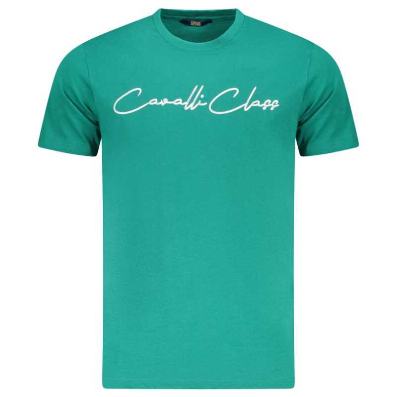 Cavalli Class Green Cotton Men T-Shirt, theFeinheit