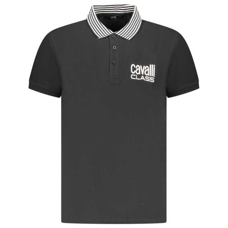 Cavalli Class Black Cotton Men Polo Shirt, theFeinheit