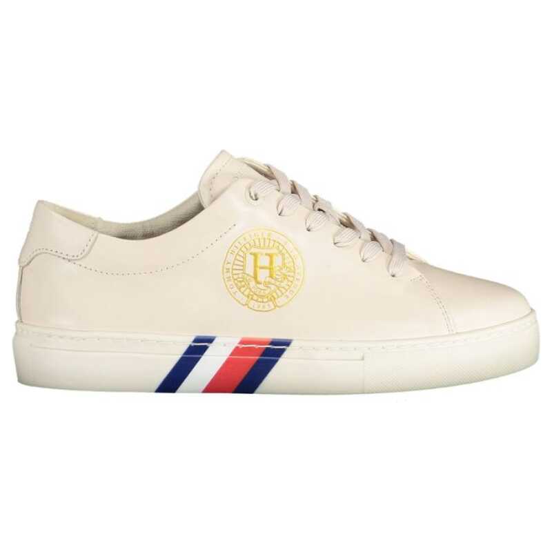 Tommy Hilfiger Beige Leather Women Sneaker, theFeinheit
