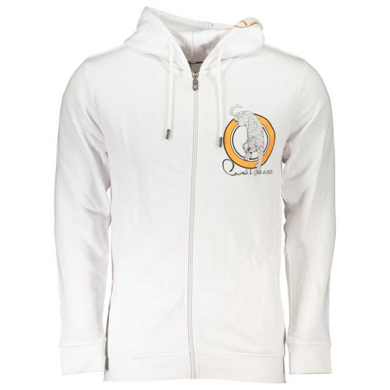 Cavalli Class White Cotton Mens Hooded Sweater, theFeinheit