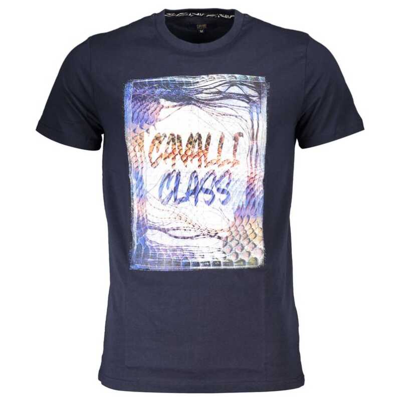 Cavalli Class Blue Cotton Men T-Shirt, theFeinheit