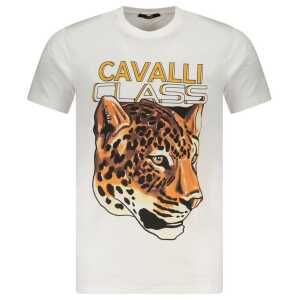 Cavalli Class White Cotton Men T-Shirt