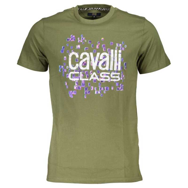 Cavalli Class Green Cotton Men T-Shirt, theFeinheit