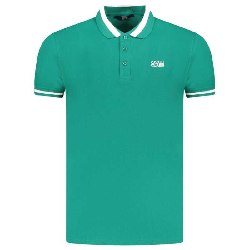 Cavalli Class Green Cotton Men Polo Shirt, theFeinheit