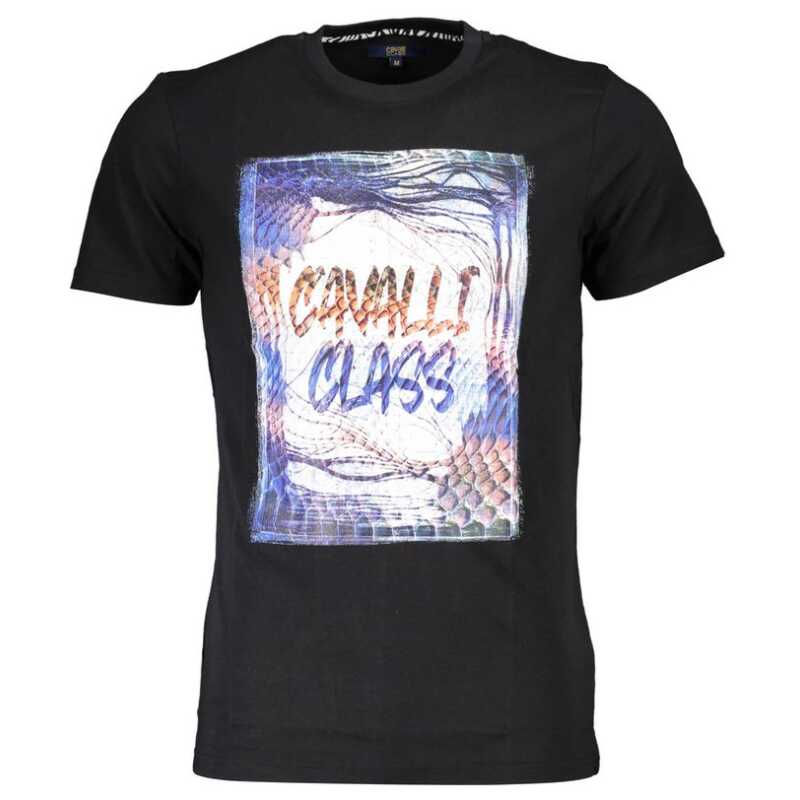 Cavalli Class Black Cotton Men T-Shirt, theFeinheit