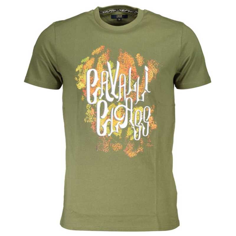 Cavalli Class Green Cotton Men T-Shirt, theFeinheit