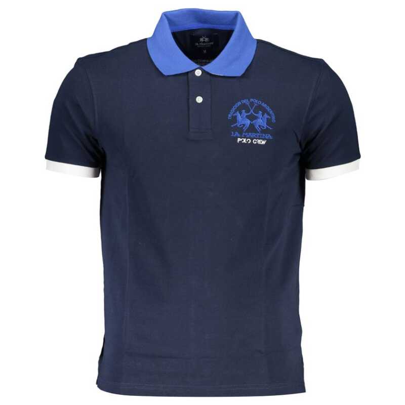 La Martina Blue Cotton Mens Polo Shirt, theFeinheit