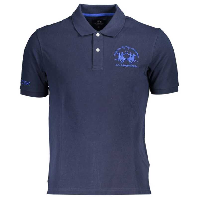 La Martina Blue Cotton Men Polo Shirt, theFeinheit