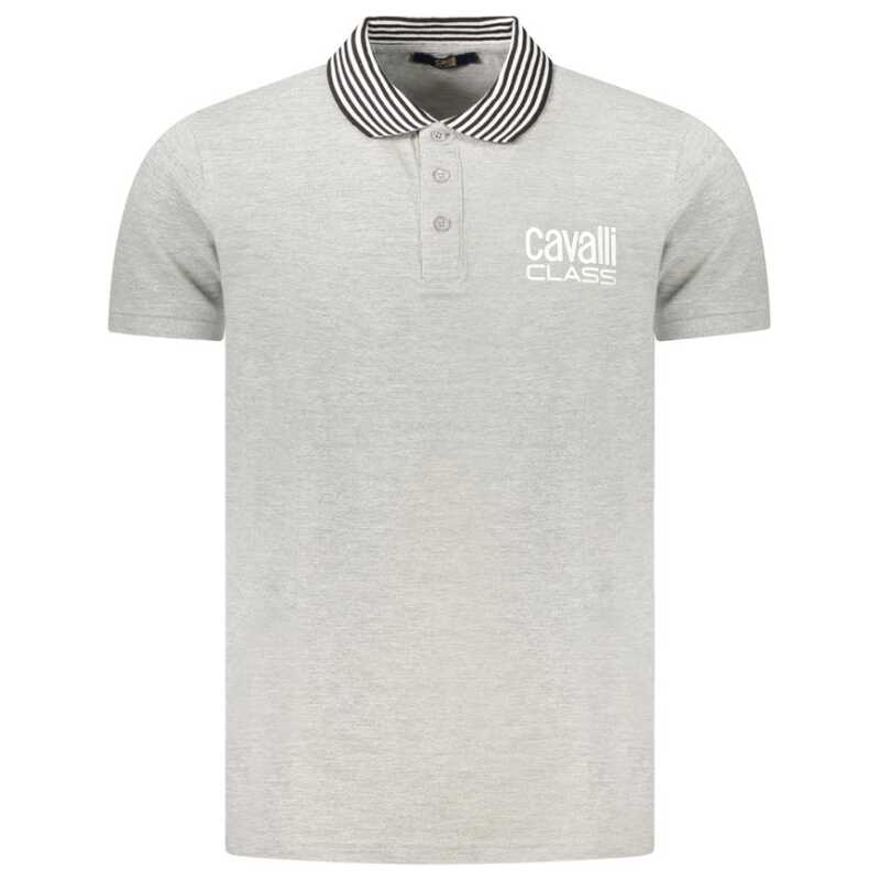Cavalli Class Gray Cotton Polo Shirt, theFeinheit