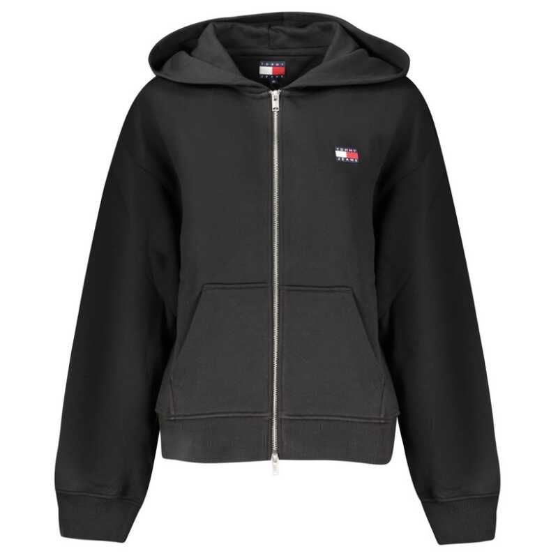 Tommy Hilfiger Black Cotton Women Hoodie, theFeinheit