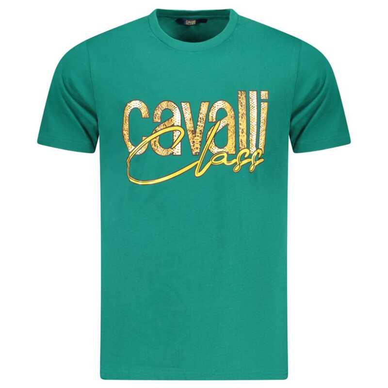 Cavalli Class Green Cotton Men T-Shirt, theFeinheit