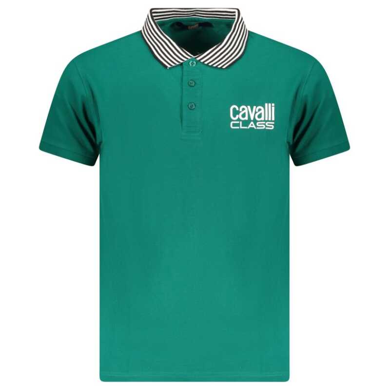 Cavalli Class Green Cotton Men Polo Shirt, theFeinheit