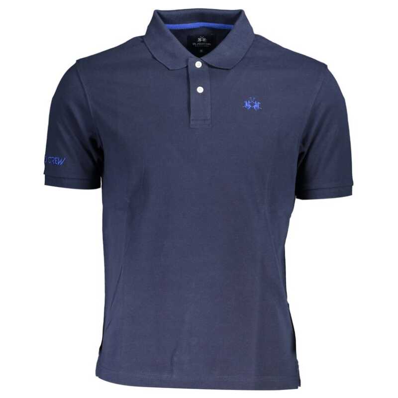 La Martina Blue Cotton Men Polo Shirt, theFeinheit